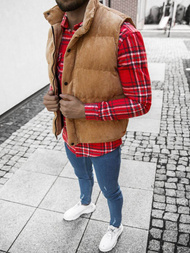 Kamizelka męska pikowana camelowa OZONEE E/3950