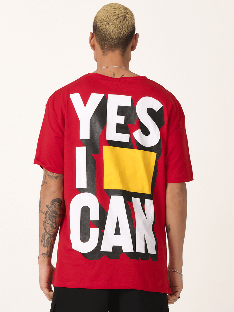 T-Shirt męski z nadrukiem czerwony OZONEE MR/21540