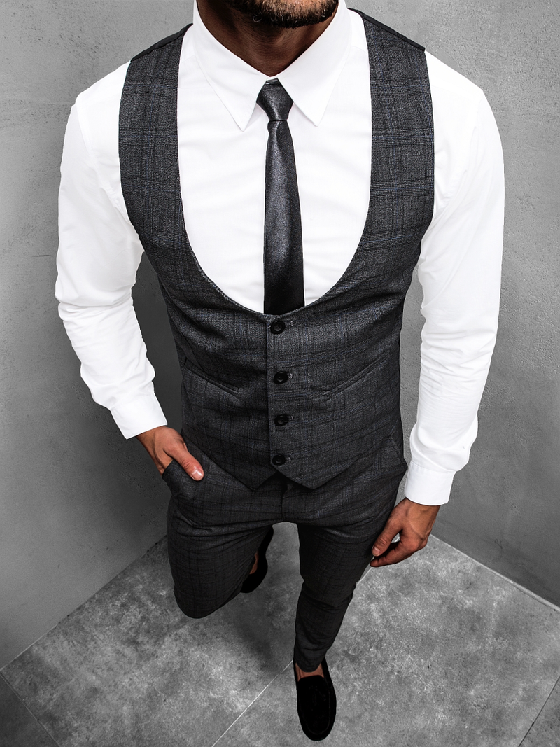 Чоловічий комплект - жилетка та штани чінос графіт OZONEE DJ/5614