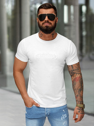 T-shirt męski slim fit biały OZONEE O/QQ1386