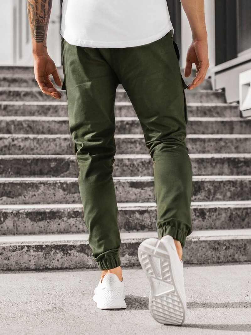 Spodnie męskie chino joggery khaki OZONEE G/2787