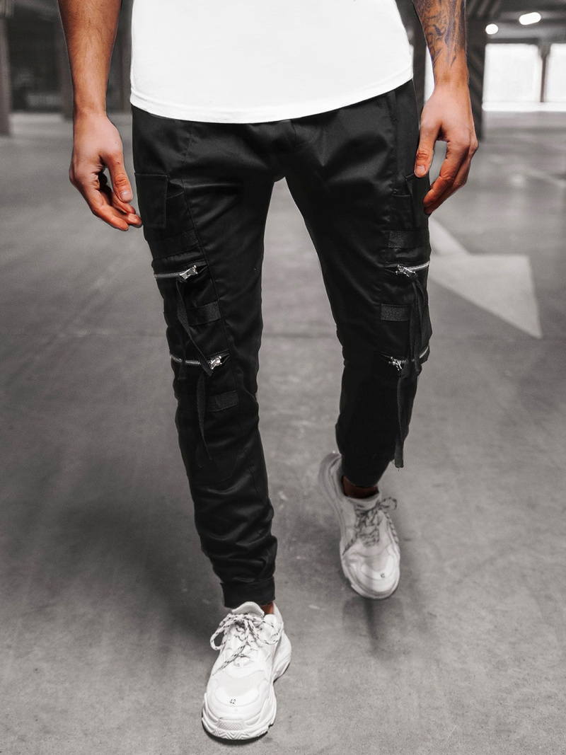 Spodnie męskie chino joggery czarne OZONEE G/11146