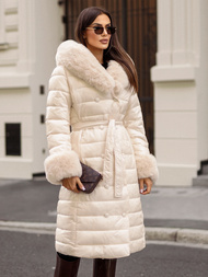 Płaszcz zimowy damski beżowy OZONEE JS/5M3160/254/BZ