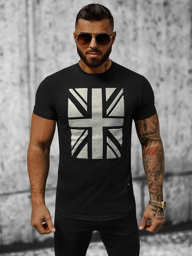 T-shirt męski czarny OZONEE NB/3006Z