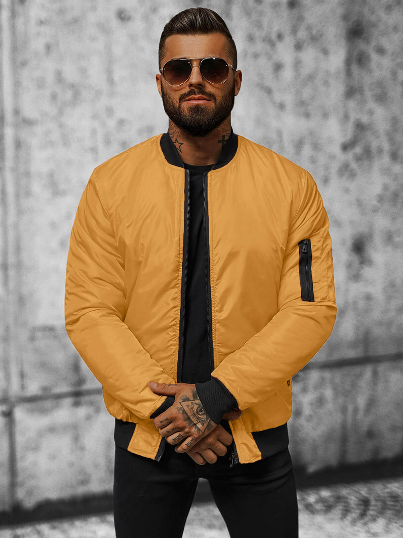 Kurtka męska bomberka camelowa OZONEE JS/AK95Z