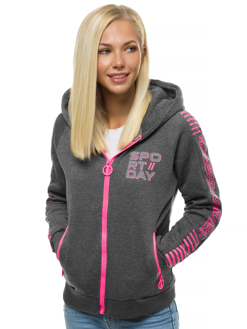 Bluza rozpinana damska grafitowa OZONEE JS/KSW3012