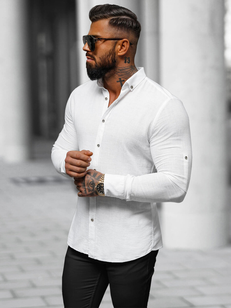 Класична сорочка чоловіча Бiла OZONEE O/V93