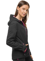 Kurtka softshell damska z kapturem czarna OZONEE JS/KSW6007