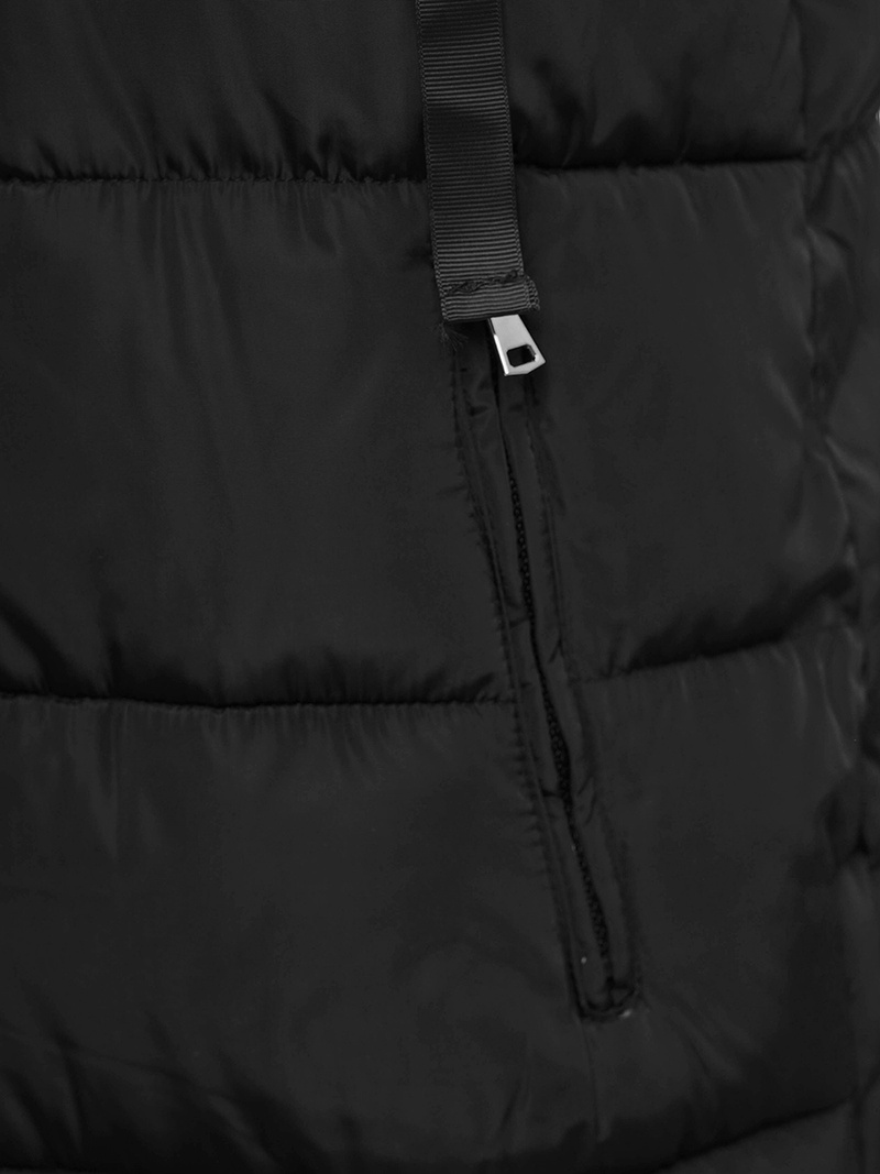 Kamizelka damska długa pikowana z kapturem czarna OZONEE O/81276