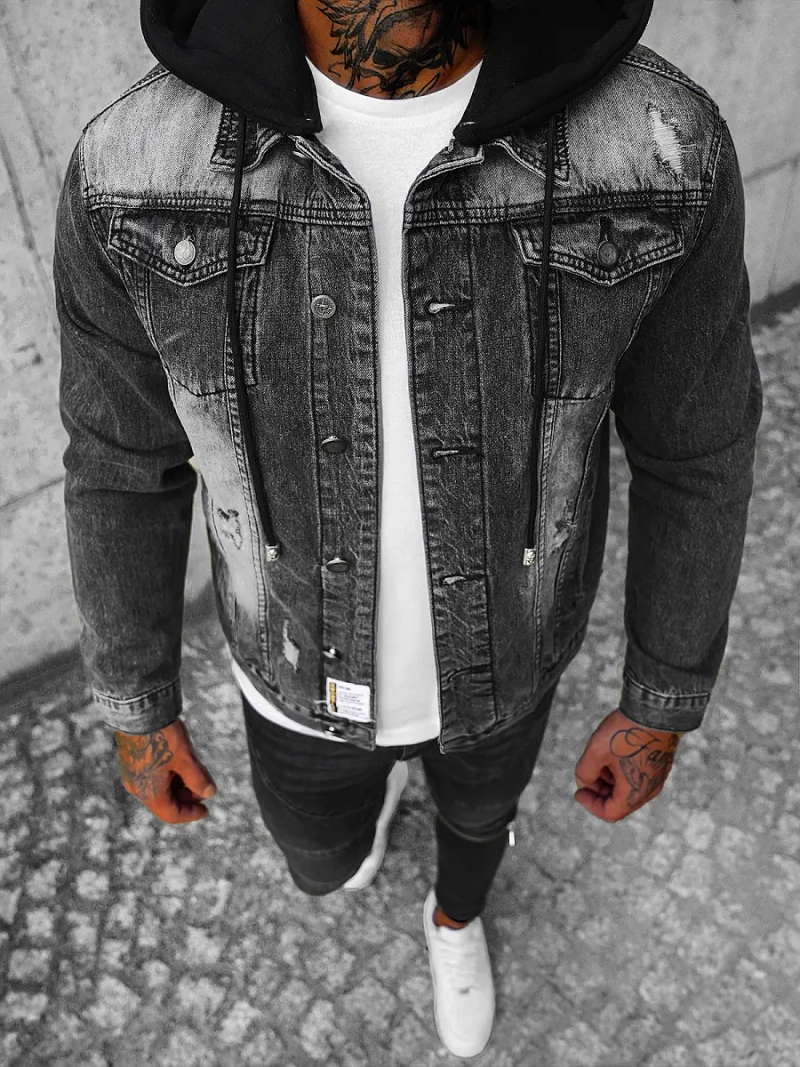 Чоловіча джинсова куртка Чорна OZONEE NB/MJ505NZ