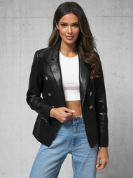 Жіноча шкіряна куртка Чорна OZONEE JS/11Z8120