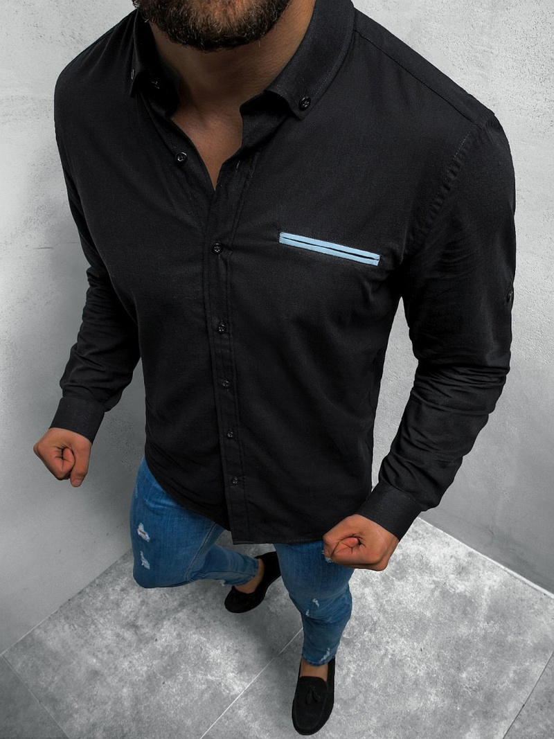 сорочка чоловіча Чорна OZONEE O/3015Z