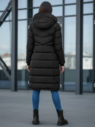 Kurtka zimowa damska długa pikowana czarna OZONEE JS/M736/392Z