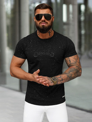 T-shirt męski slim fit czarny OZONEE O/QQ1386