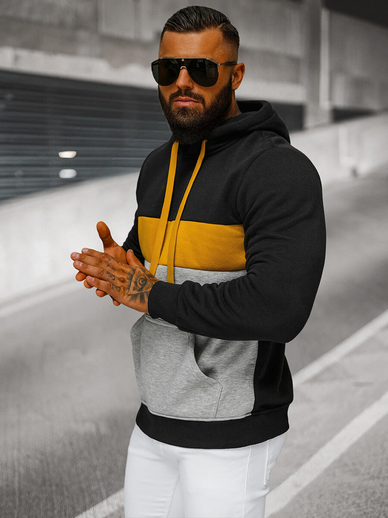 Bluza z kapturem męska czarna OZONEE JS/8B1320/3