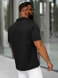 Koszula męska z krótkim rękawem czarna OZONEE O/B2257