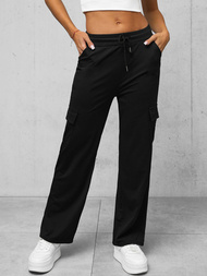 Spodnie damskie z szeroką nogawką czarne OZONEE O/HGM6616