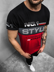 T-Shirt męski czarno-czerwony OZONEE JS/SS10900Z
