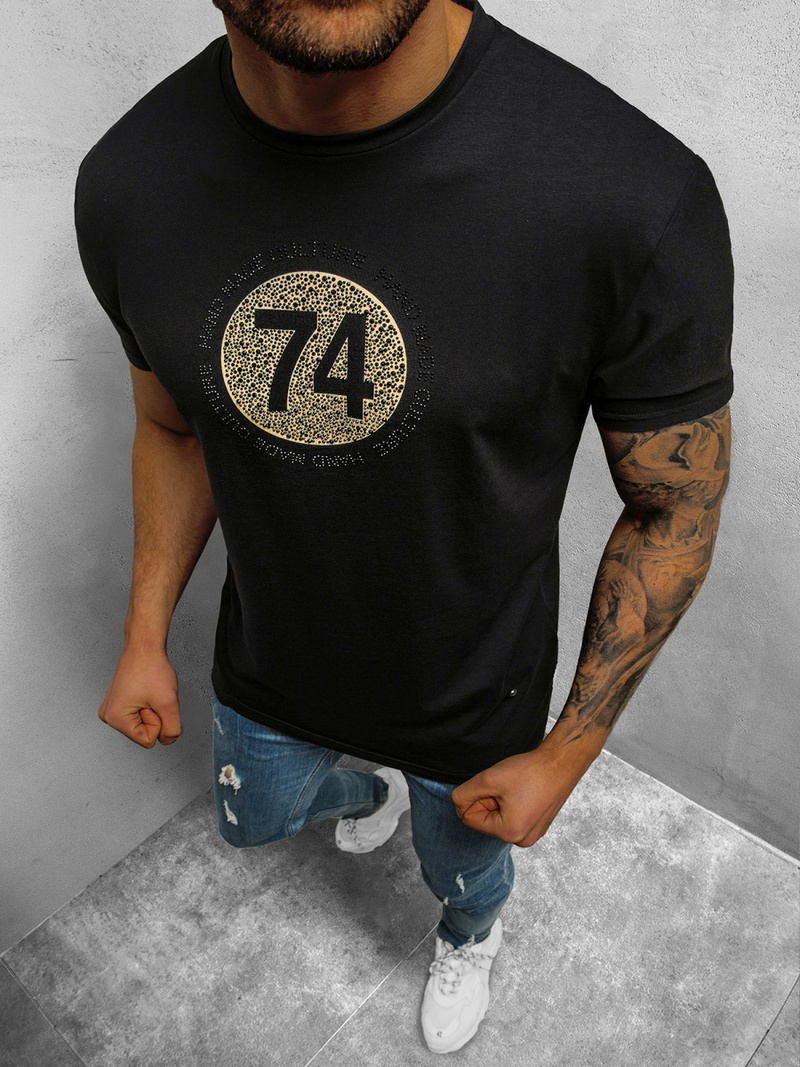 T-Shirt męski czarny OZONEE NB/3003