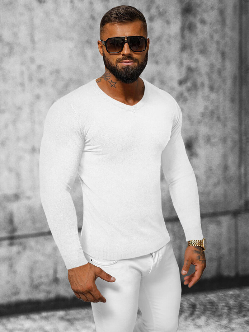 Sweter męski biały OZONEE NB/MMB601/1Z