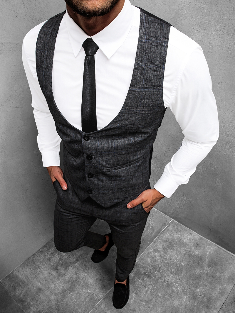 Чоловічий комплект - жилетка та штани чінос графіт OZONEE DJ/5614