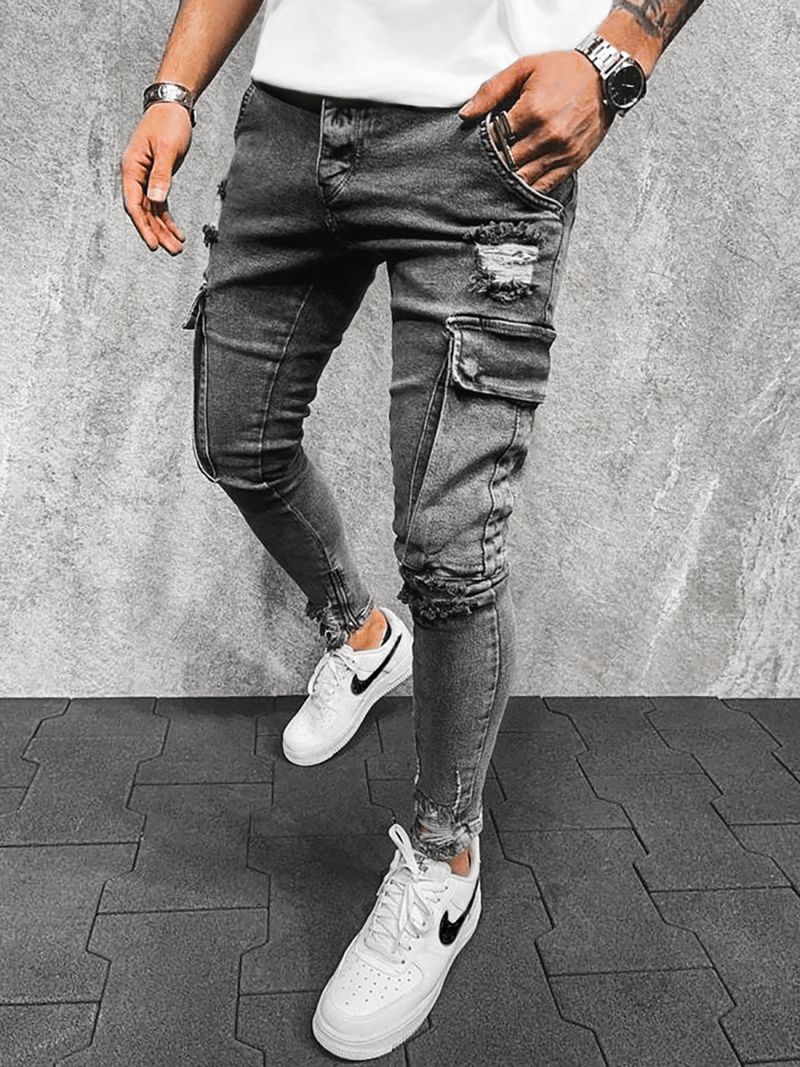 Spodnie jeansowe męskie grafitowe OZONEE O/B6006