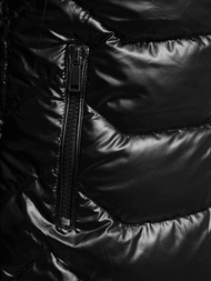 Kurtka zimowa damska długa z futerkiem czarna OZONEE JS/16M9122/392