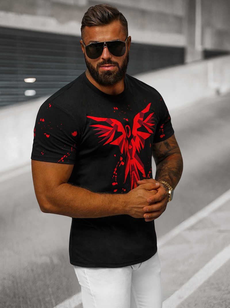 T-shirt męski czarny OZONEE O/T109/3Z