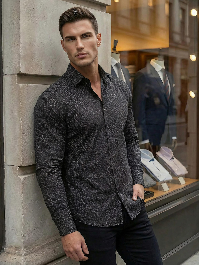 Cорочка чоловіча чорна OZONEE V/V184Z