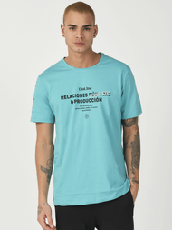 T-Shirt męski z nadrukiem miętowy OZONEE MR/21516