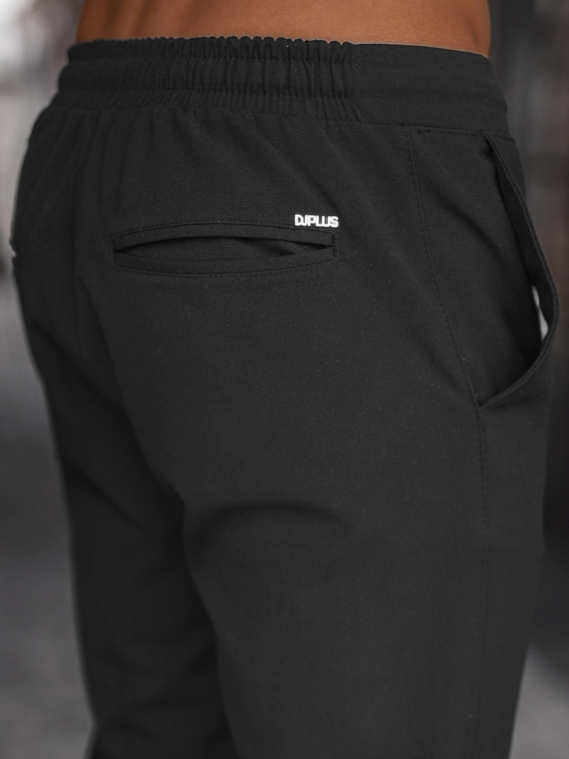 Spodnie męskie chino joggery materiałowe czarne OZONEE DJ/5539Z
