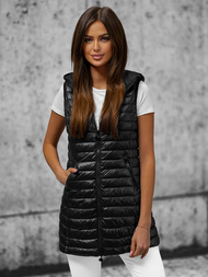 Kamizelka damska długa pikowana czarna OZONEE O/H903