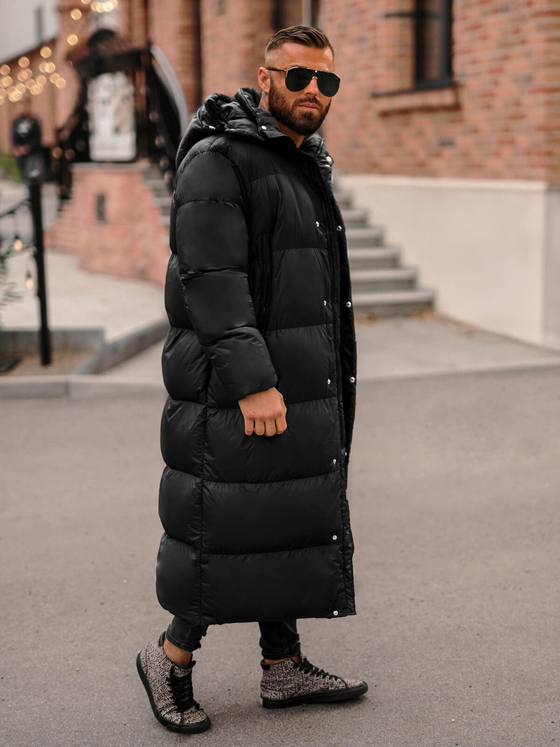 Kurtka zimowa męska długa czarna OZONEE O/M3202Z