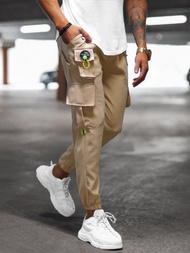 Spodnie męskie chino joggery beżowe OZONEE O/CP149Z