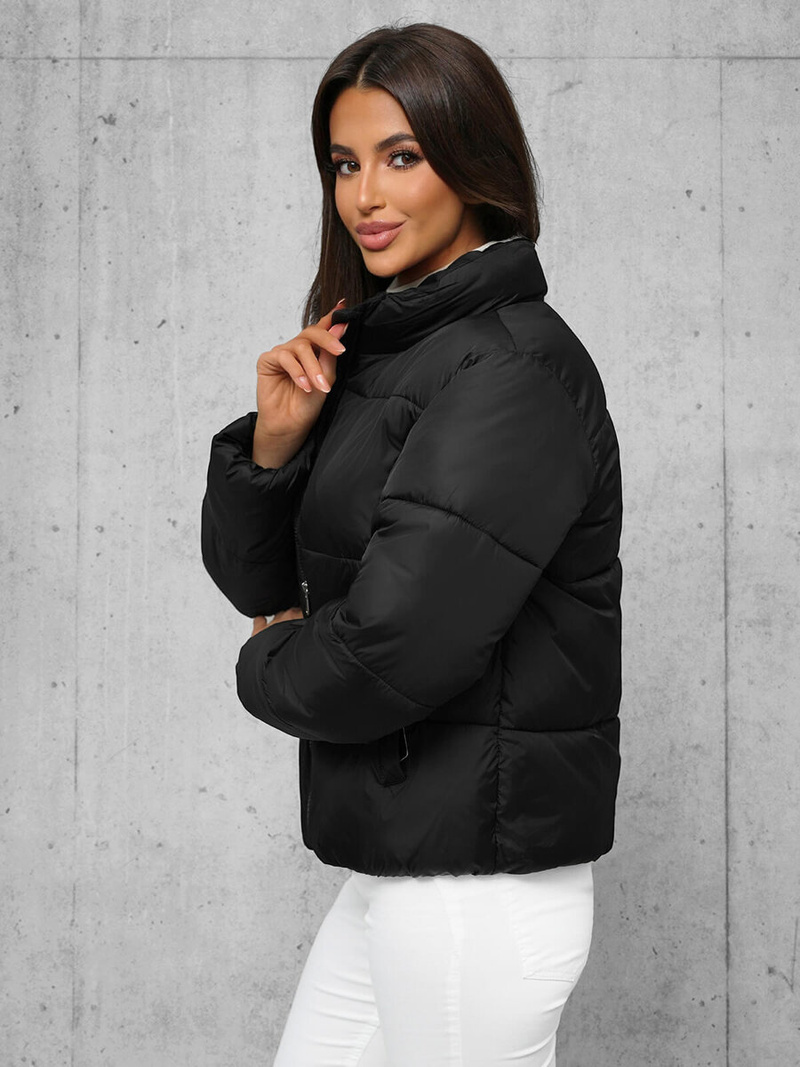 Kurtka zimowa damska pikowana czarna OZONEE JS/16M9187/392