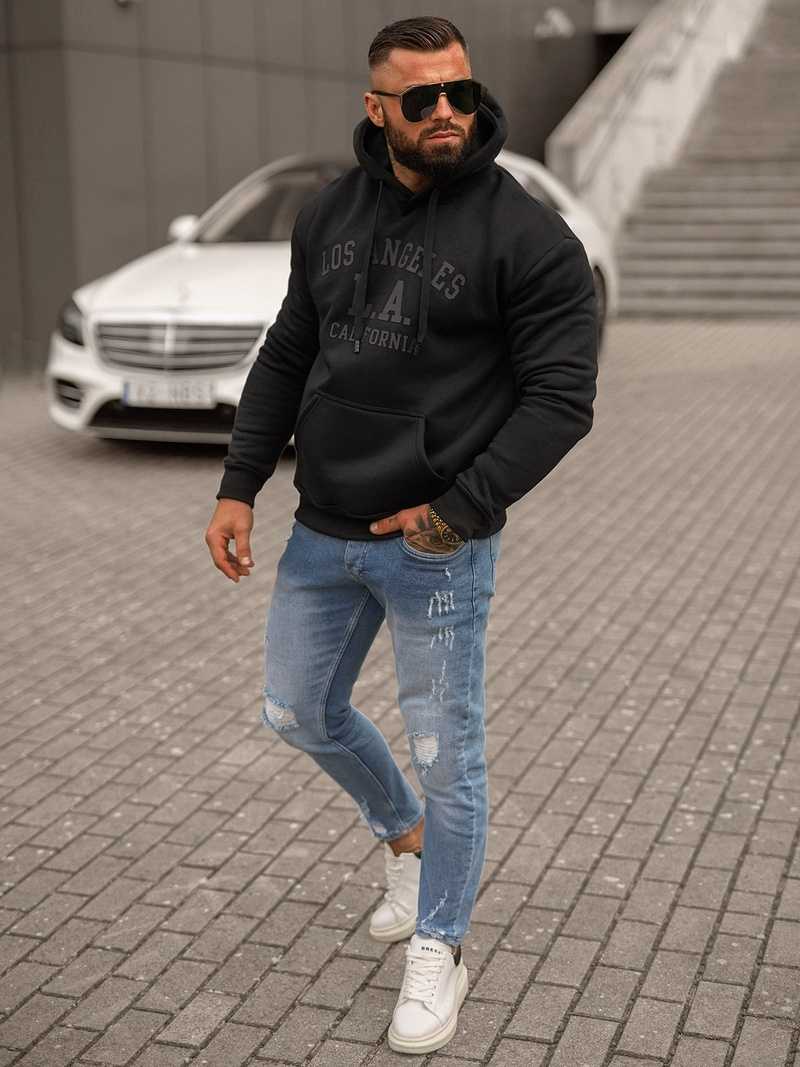 Bluza z kapturem męska czarna OZONEE JS/8B1356/3