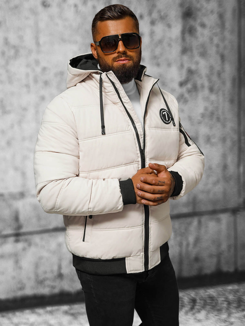 Kurtka zimowa męska pikowana beżowa OZONEE JS/84M3030/62