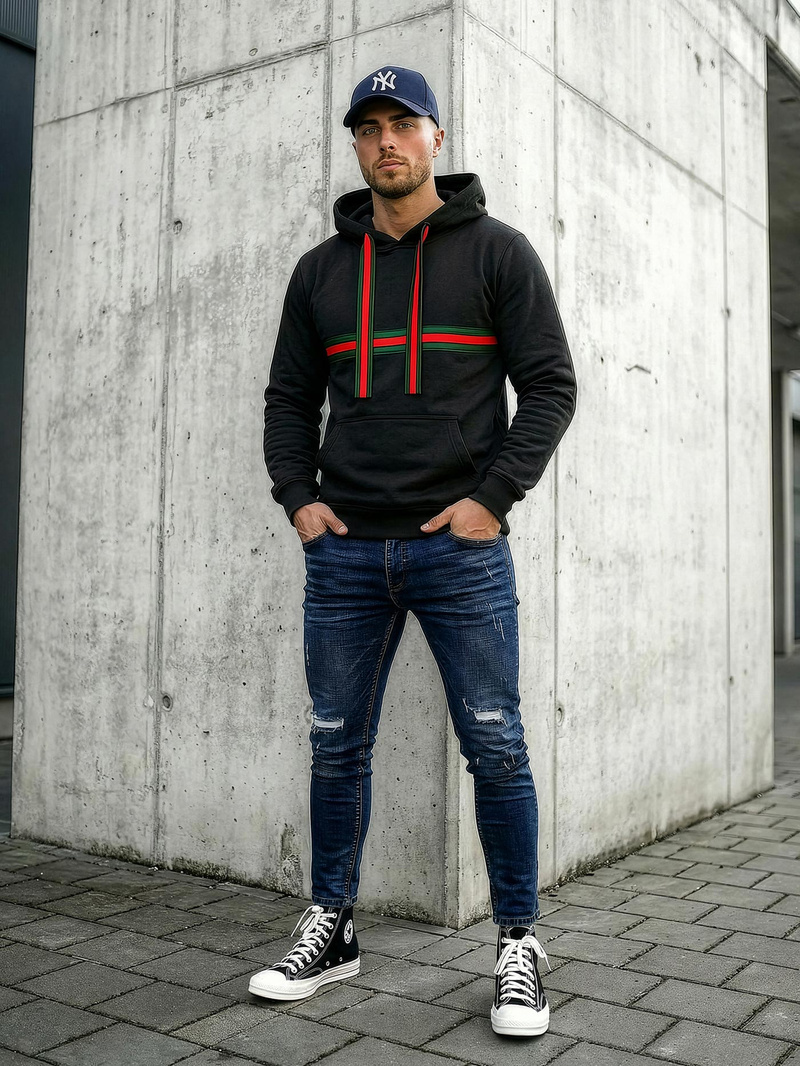 Bluza z kapturem męska czarna OZONEE JS/8B1735/3Z