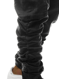 Spodnie jeansowe joggery męskie czarne OZONEE O/B4967