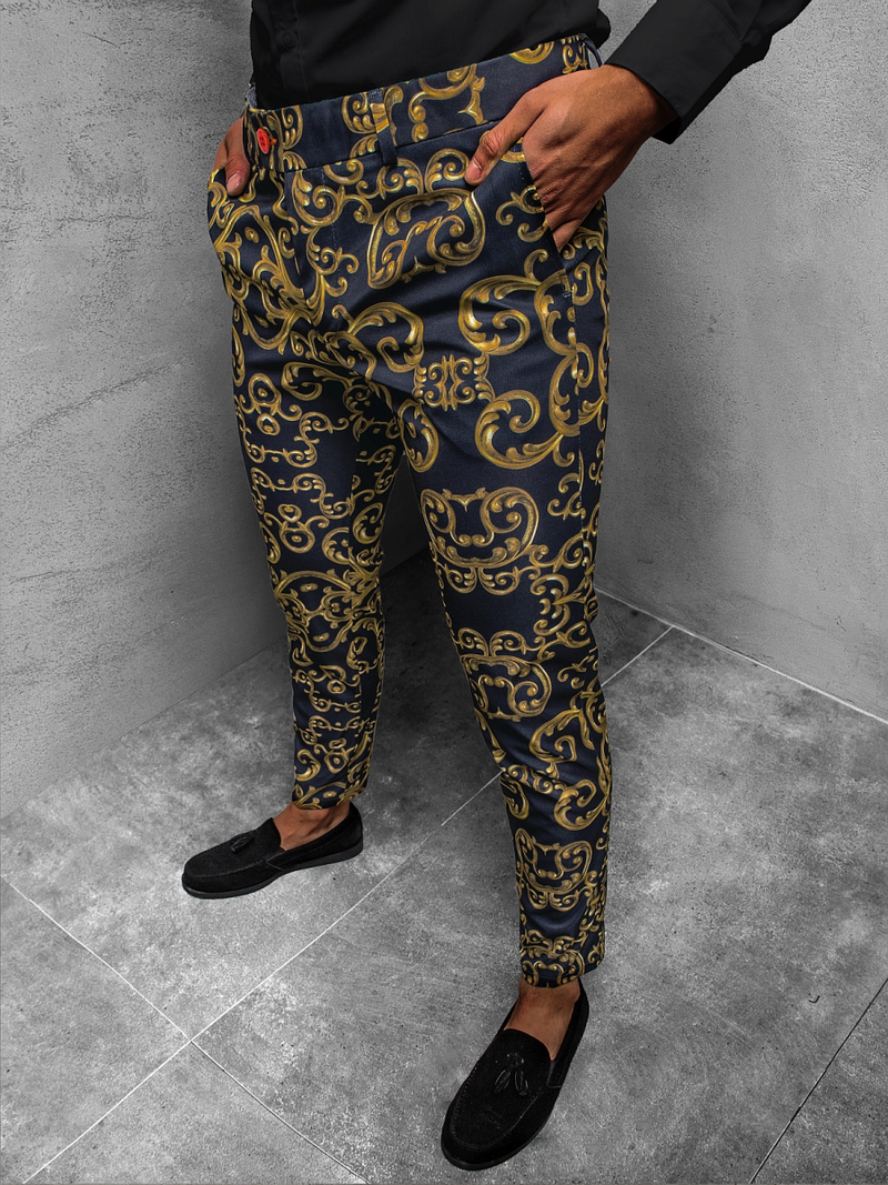 Spodnie męskie chino materiałowe granatowe OZONEE DJ/5595