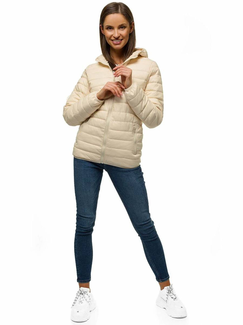 Kurtka przejściowa damska ecru OZONEE JS/M23036/57