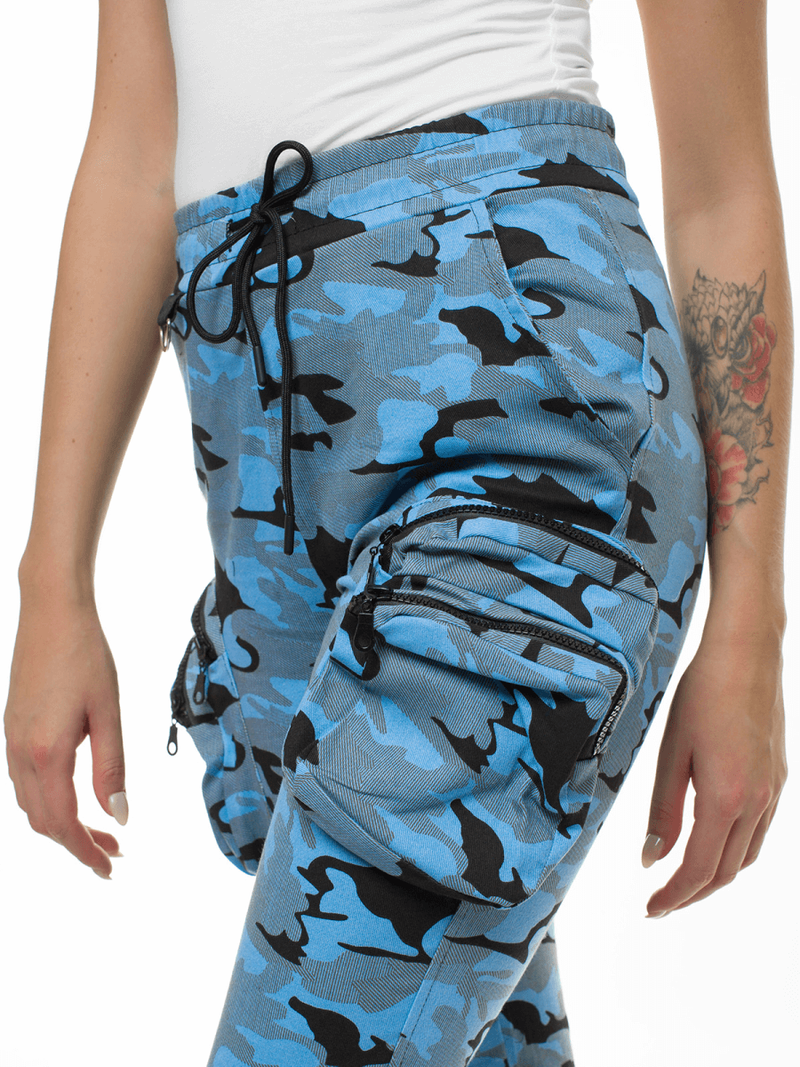 Spodnie damskie chino joggery niebiesko-czarne OZONEE O/802