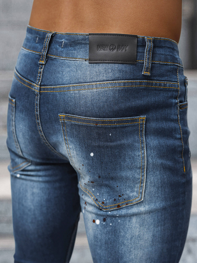 Spodnie jeansowe męskie ciemno-niebieskie OZONEE NB/MP0170BS