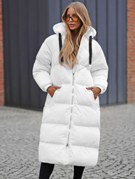 Kurtka zimowa damska długa pikowana biała OZONEE JS/5M3163/281Z