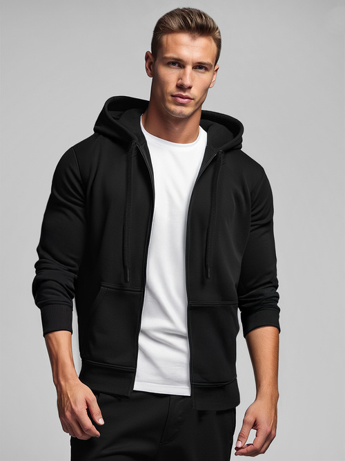 Bluza męska z kapturem rozpinana czarna OZONEE JS/2008