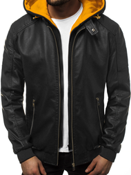 Kurtka skórzana męska czarno-żółta OZONEE N/6132