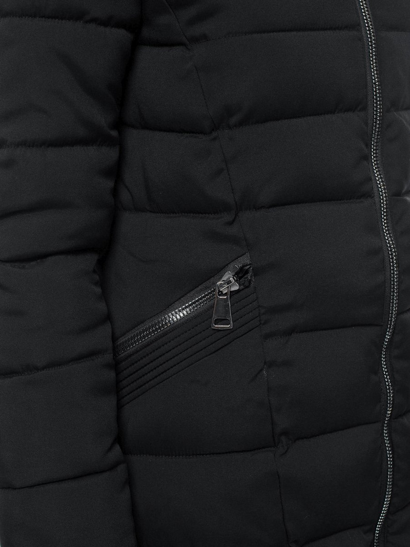 Kurtka zimowa damska parka z futerkiem czarna OZONEE O/SW029/1