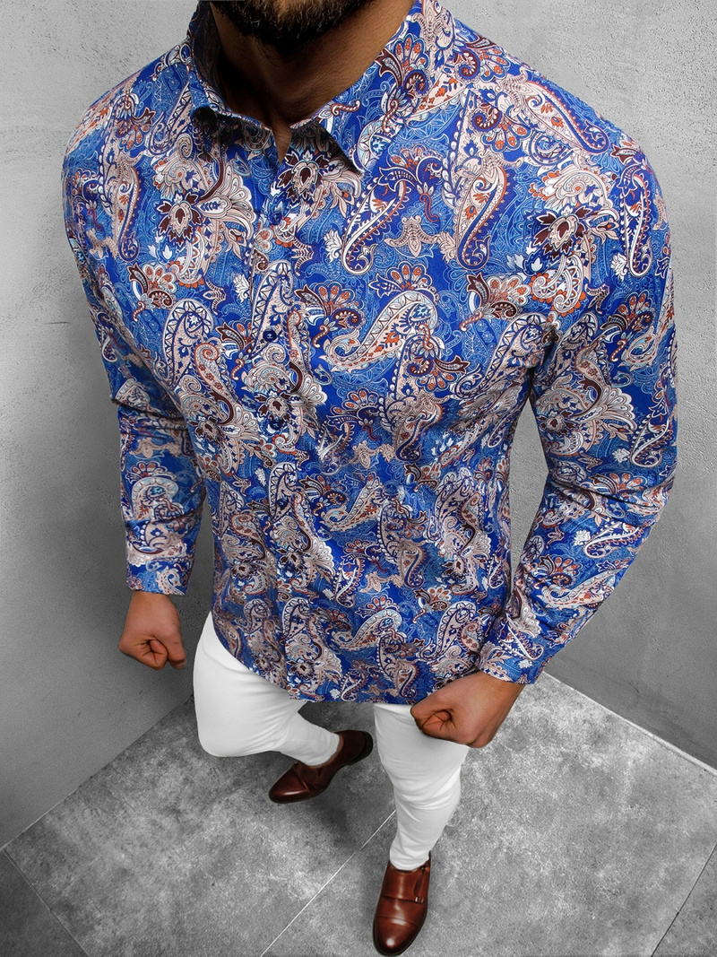 Сорочка чоловіча Синя OZONEE B/G46