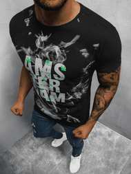 T-Shirt męski z nadrukiem czarny OZONEE O/BL76