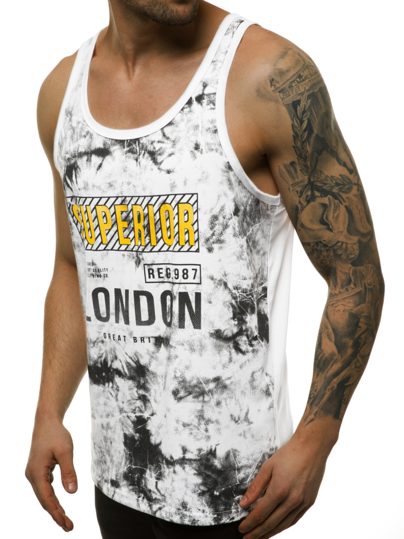 T-Shirt męski bez rękawów biały OZONEE JS/SS11037